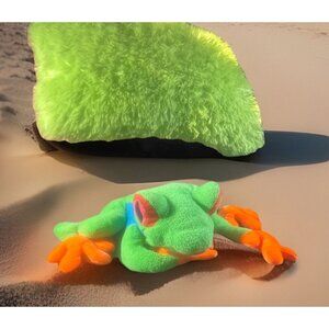 GOFFA International Tree Frog Plush Stuffed Animal Toy 17" Long Green orange Blu